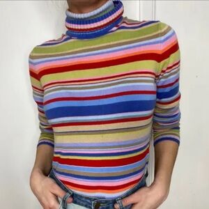 Talbots Vintage 80’s Rainbow Striped Sweater Colorful